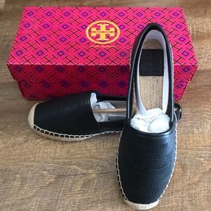 Tory Burch Perforated Logo Flat Espadrille NIB